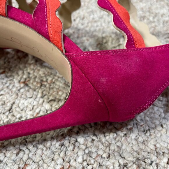 Jessica Simpson Caveena Strappy Heel Shoe Pumps Sandals Size 7M Pink Orange - Picture 9 of 14